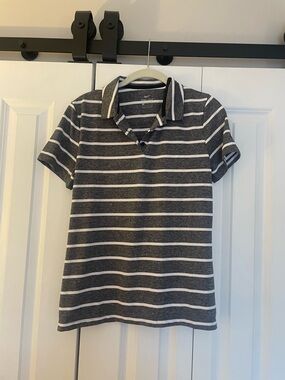 Nike Dri-FIT Heathered Charcoal and White Striped Polo